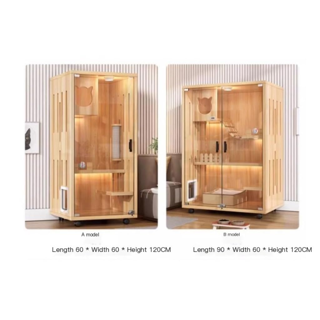 Katzenvilla aus Massivholz mit doppellagigem Katzenschrank für den Innenbereich, Haustier-Katzennest und Katzennest und Katzenstreu, Farbe: 4