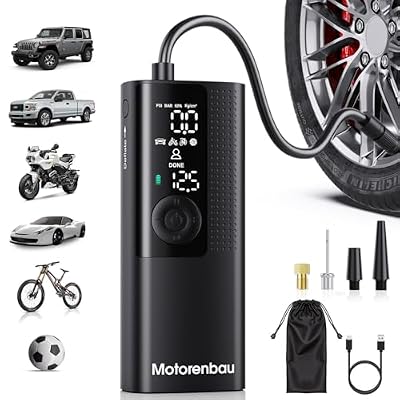 Tire Inflator Portable Air Compressor - Portable Cordless Mini Air Pump with Digital Pressure Gauge, 150PSI 3X Fast Inflation and Auto Shutoff Function Tires Pump for Cars