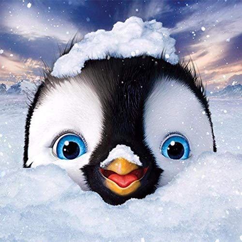 Yscolor White Full Drill Diamond 5D Diy Diamond Painting Lovely Penguin Cat Tiger Anima Embroidery Cross Stitch Rhinestone Mosaic Painting 11.8X11.8 In/30X30cm