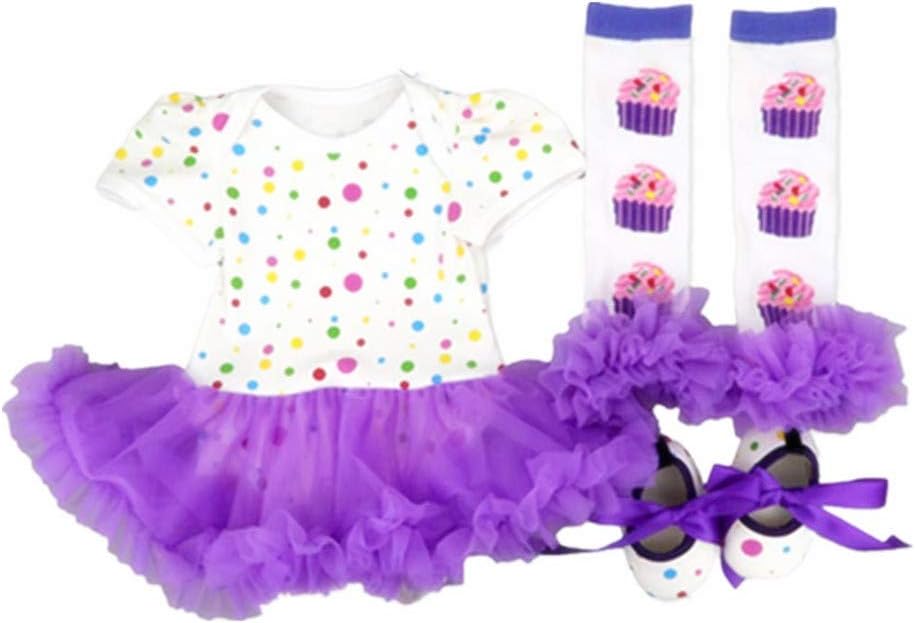 Reborn Baby Doll Clothes Outfit for 20-23 Inch Reborns Newborn Babies Matching Clothing Purple Dot Tutu Dress Four-Piece Set