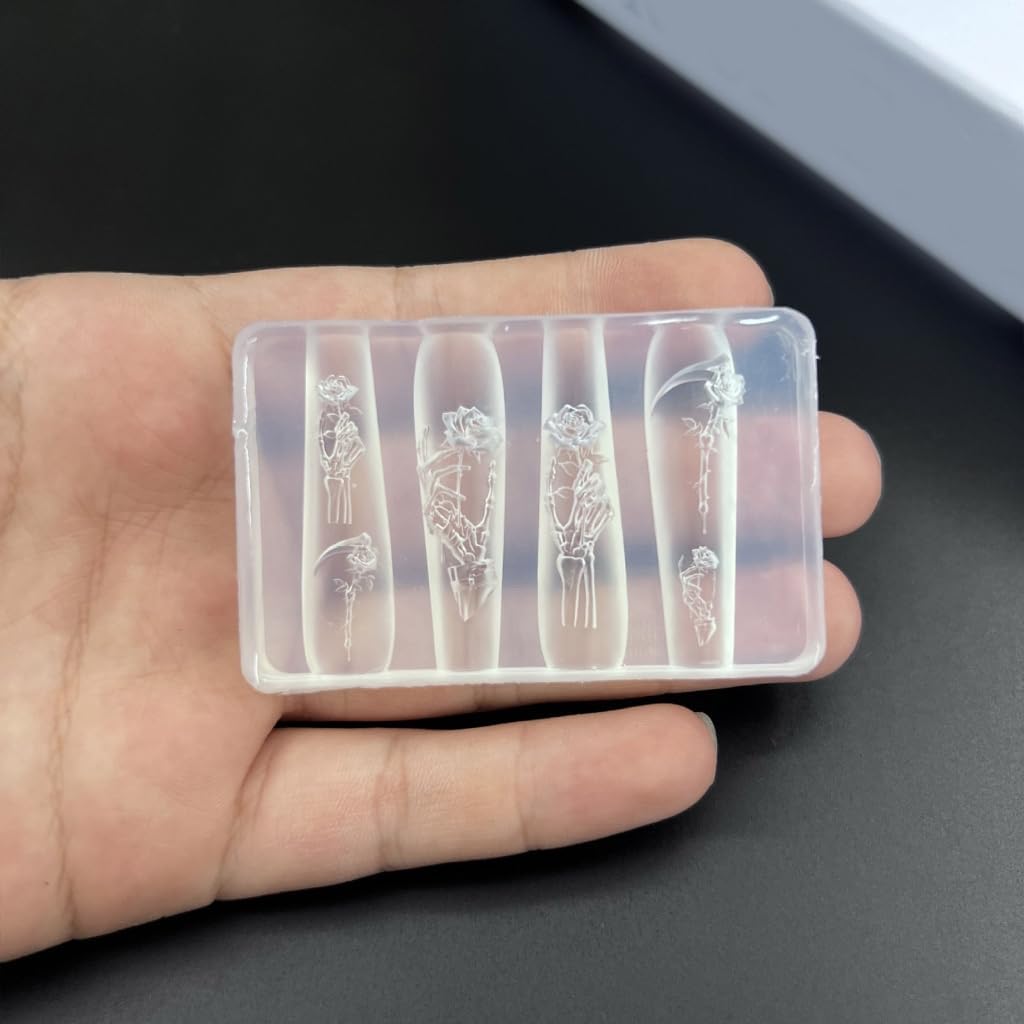 Stylish Nail Art Silicone Mold for DIY Manicure Design Soft Flexible Reusable Nail Charm Tool with Easy Demolding