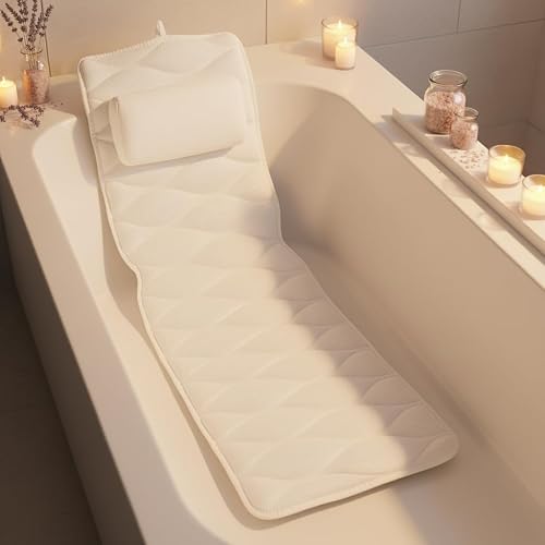 Bath Pillows for Tub Neck and Back Support - Full Body Bath Pillow for Bathtub Premium Comfort for Ultimate Home Spa, Bath Accessories for Women, Self Care Gift Ideas, Pampering and Relaxation Gifts.