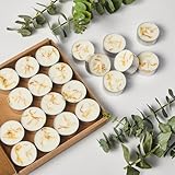 Crenovo 16 Pcs Tea Lights Candles with Dried Vanilla Flowers, Scented Tealight Candles Soy, 6-7 Hours Burning Candles Bulk for Weddings,Small Tea Light for Home, Spa
