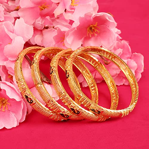 Touchstone New Indian Bollywood Trendy Smart Fashion Mesh Work Peacock Inspired Colorful Jaipur Meenakari Enamel Designer Jewelry Bracelets Bangle In Gold Tone. Set Of 4. For Women. #TOP21