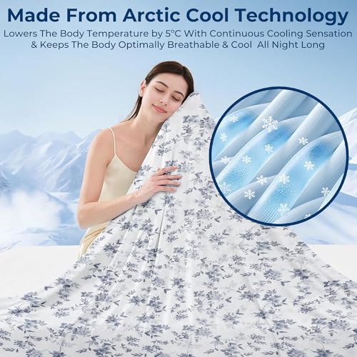 Image of Story@Home Artic-Cool Cooling Blankets for Summer | Reversible Dohar Single Bed | Summer Blanket Ideal as AC Blanket Breathable Lightweight Soft & Thin Duvet - Silver Leaf