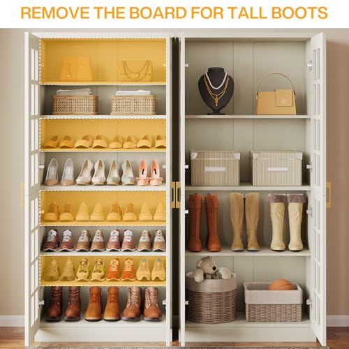 Image of Tribesigns Tall Shoe Cabinet Set of 2, 8-Tier Shoe Storage with Adjustable Shelves, Modern Shoe Organizer Shoe Rack Cabinet for Entryway, Hallway, Closet, Living Room, White