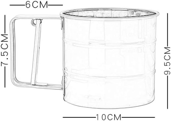 Flour Sifter Shaker, Stainless Steel Fine Mesh Screen Baking Cake Flour Sieve Cup (Color : Blue)