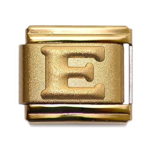 Dolceoro Alphabet E Letter Initial, 9mm Traditional Classic Type Italian Modular Charm Link - Satin *Stainless Steel by Dolceoro - Used condition - US$8.96