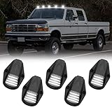 SHINEFIT 5X Smoke Lens Cab Roof Marker Running Lamps White LED Lights Compatible with 1984-1996 F150/ 1984-1997 F250 F350 Super Duty Pickup Trucks