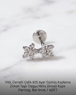 316L Cerrahi Çelik Gümüş Kaplama Tragus Helix Küpe