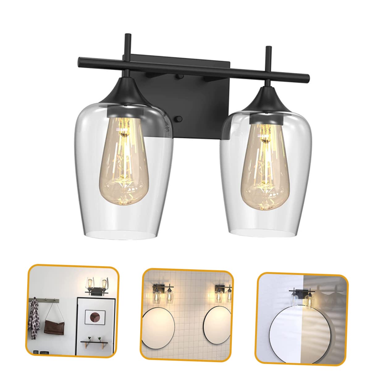 Lampada Da Parete Retrò Parete Specchio Bagno Lampade Per Bagno Luce a Muro Luci Per Lo Specchio Di Vanità Lampadario Ferro Battuto Nero
