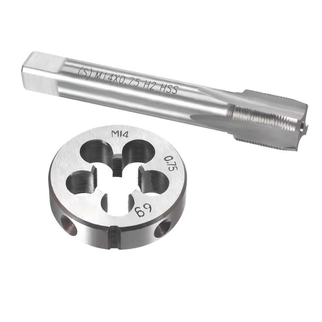 11/16-16 UN Tap and Die Set, High Speed Steel Machine Thread Tap & Round Threading Die, 11/16" - 16 Thread Per Inch Right Hand Taps Dies for Metal Thread Repair and Machining, 2-Piece Kit