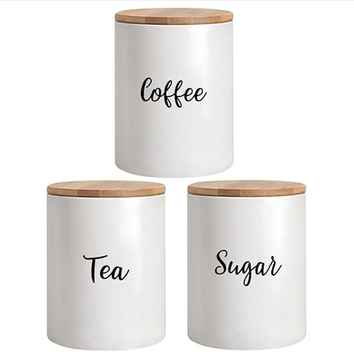 10 o'clock Recipiente de cerámica para almacenamiento de alimentos de cocina, recipientes de cerámica herméticos con tapa de bambú, tarro de