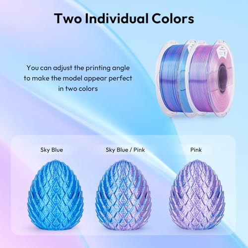 Image of AMOLEN Silk PLA 3D Printer Filament, Dual Color Sky Blue Pink PLA 1.75mm, Shiny Color Change Filament 3D Printing PLA Filament for Most FDM 3D Printer, 1kg Spool(2.2lbs)