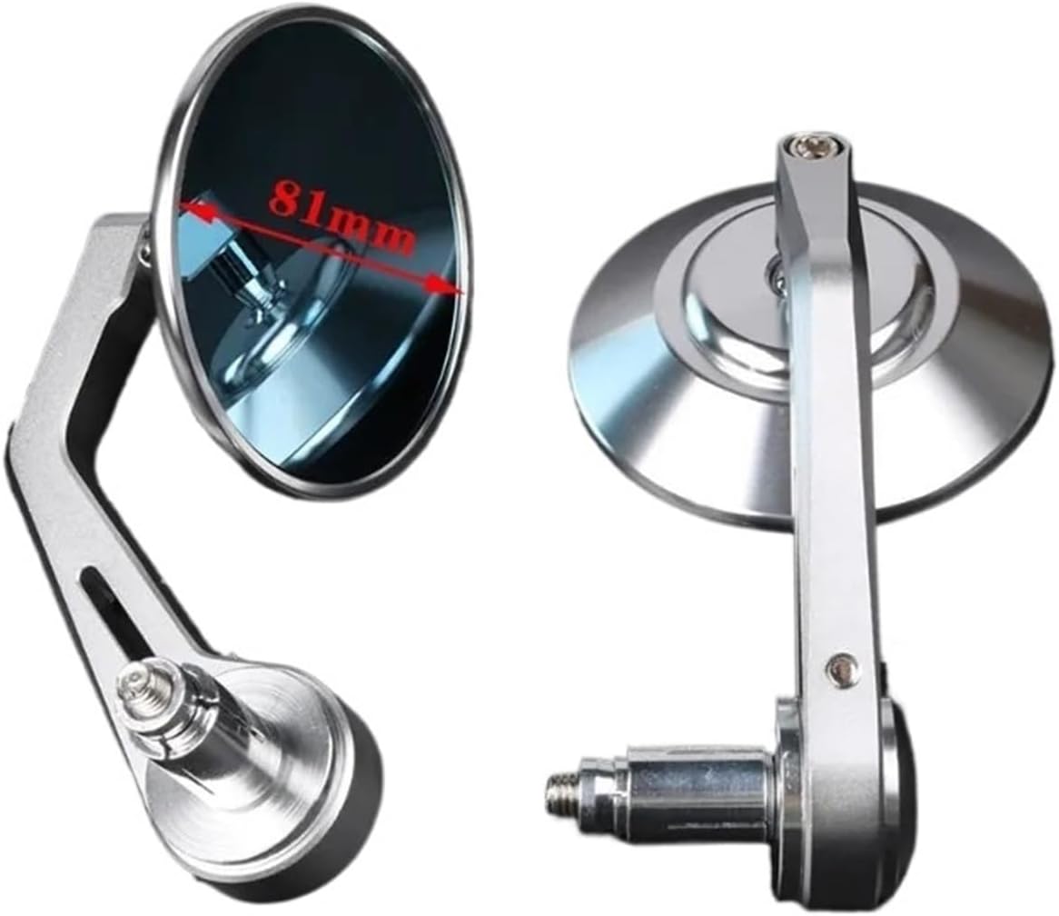 Motorcycle Handlebar Mirror Bar End Rear View Mirrors Balance Slider Grip Side Mirror CNC Silver 22mm Universal Anti-reflective