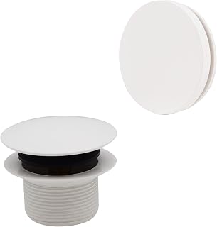 Westbrass A398RK-50 1-1/2" NPSM Coarse Thread Mushroom Tip-Toe Bathtub Drain Stopper with Illusionary Overflow Faceplate, Powder Coat White
