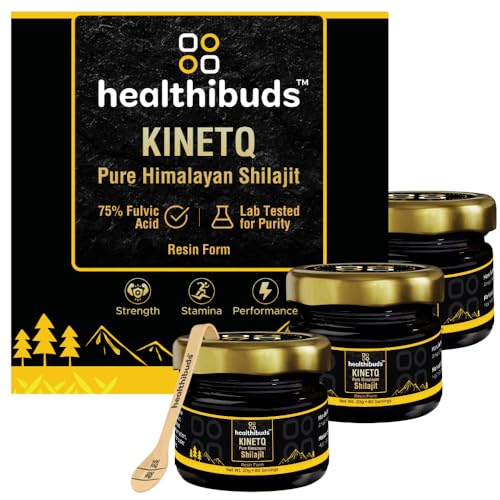 Image of KINETQ Pure Himalayan Shilajit /Shilajeet Resin 60g (3x20g) | 75%+ Fulvic Acid | 85+ Trace Minerals | 250mg /Servings | 8-Month Supply | Energy Stamina Testosterone | Eurofins Lab Tested | for Men & Women