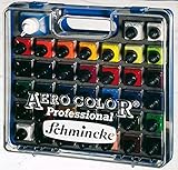 🎨 AEROCOLOR Professional Kunststoff-Koffer, 37 x 28 ml Flaschen + AERO CLEAN RAPID 125 ml. Umfangreiches Sortiment feinst-flüssiger Acrylfarben in breiter Farbauswahl zur direkten Verwendung und zum Mischen einer Vielzahl weiterer brillanter Farbtöne, incl. der drei BASIS-Töne (L x B x H 32,1 x 30,5 x 11,8 cm). AERO CLEAN RAPID Reinigungsmittel zum Reinigen von Spritzpistolen und Werkzeugen. Ideal für das Malen mit flüssigen Acryltinten, für Airbrush, für Lettering und Mixed media.
