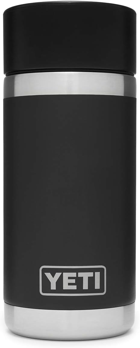YETI Rambler 12 oz Bottle, Stainless Steel, Vacuum Insulated, with Hot Shot Cap, Black
