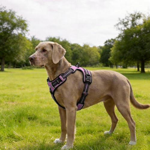No Pull Dog Harness, Reflective Adjustable Pet Vest with Front Clip & Control Handle for Walking and Training,L,Pink - image 8