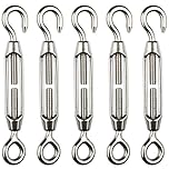 H&S 5x M4 Stainless Steel Turnbuckle Hook and Eye Wire Cable Rope Tensioner Strainer Set Heavy Duty