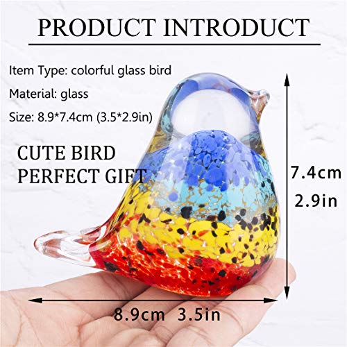 Qfkris Art Glass Bird Figurine Handmade Blown Glass Crystal Paper Weight Christmas Birthday Gift Home Table Ornament Decor (N003) #TOP1
