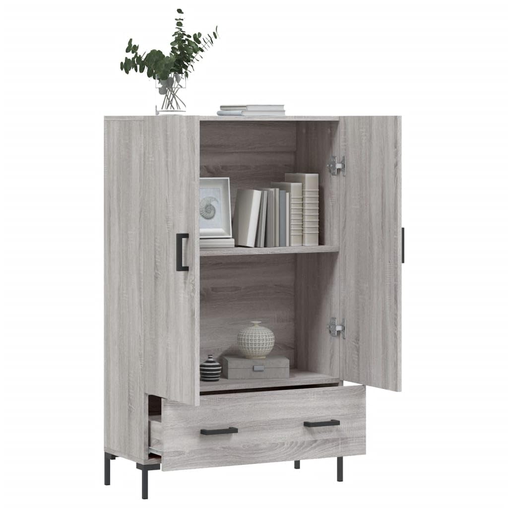 Higieniczna szafka Sonoma szara, 69,5 x 31 x 115 cm, szafka z materiału drewnopochodnego z metalowymi nogami, miejsce do przechowywania do sypialni, nowoczesny organizer