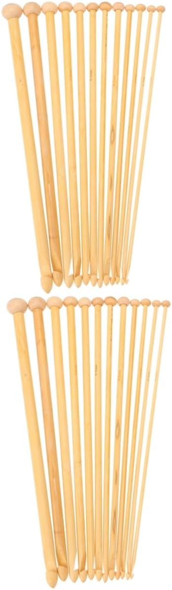 TEHAUX 24pcs Carbonized Knitting Needles Round Bead Multi-Purpose Hand Knitting Tools for Sweaters Scarves and More Lightweight Crochet Needles for Comfortable Use