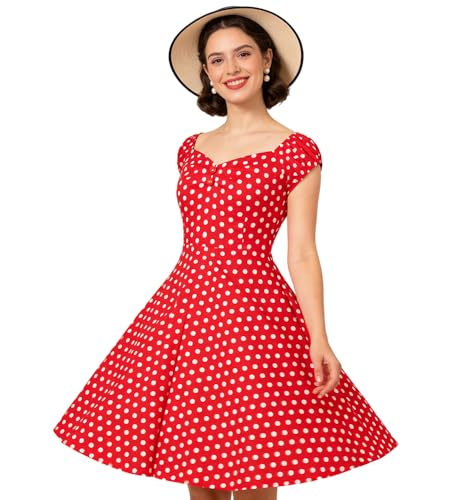 Image of YARN & INK Retro Swing Dresses for Women 1950s Vintage Rockabilly Clothes Pinup Clothing Cocktail Party Dress