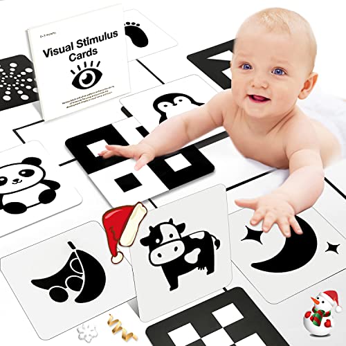 Richgv Carte Noir et Blanc Bebe,Livre Noir et Blanc Bébé,Jouet Bébé Noir et Blanc Carte Flash,Jouet Bebe 3 Mois,Image Noir et Blanc Bébé,Stimulation Visuelle Carte de 40 Pages,Cadeau Bebe 0 Mois Cover