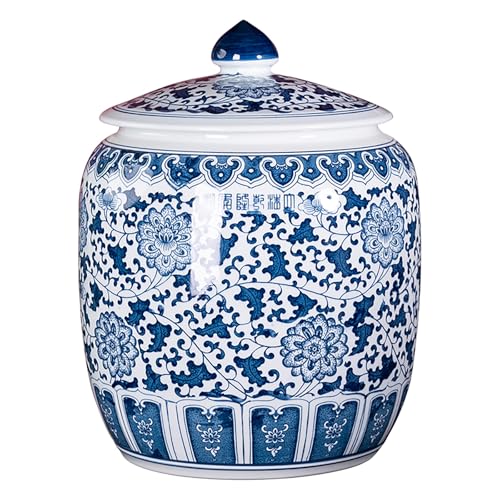 Cilindro de arroz de cerámica contra la humedad con diseño de porcelana retro china