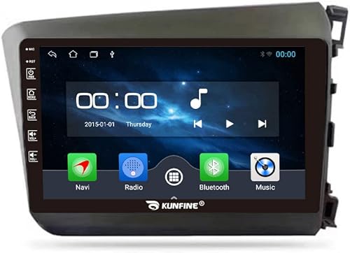Miniatura 9 de Kunfine Coche Android Navegación Estéreo GPS Radio Reverse Cámara Pantalla 9 "IPS Pantalla Táctil Headunit Tablet Pad Media Player para Honda Civic