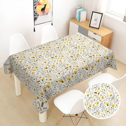 Nappe rectangulaire anti-taches fleur jaune 140x180 cm imperméable table extérieur - 4