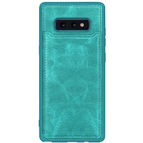 Suanpot For Samsung Galaxy S10E Wallet Case With Rfid Blocking Credit Card Holder,Flip Book Pu Leather Phone Case Protective Cover Cellphone Women Men For Samsung S10E Case Wallet (Blue Green) #TOP6