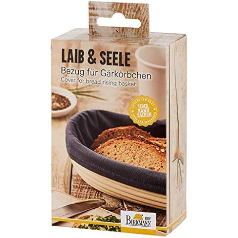 RBV Birkmann 700666 Laf and Soul Cover for Fermentation Basket Oblong, Small, Cotton, Grey, 25 cm x 18 cm x 1 cm Cover