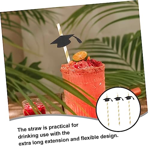 12 pitillos de papel negros para fiesta de graduación miniatura 5