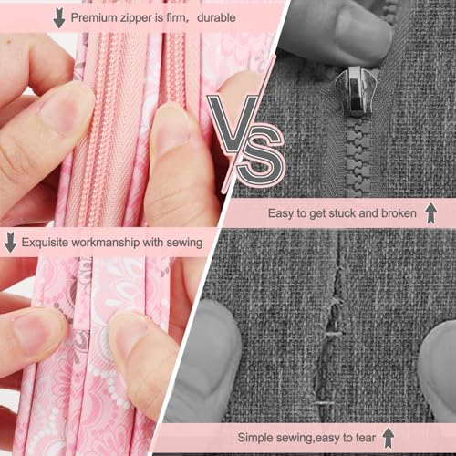 Image of Katech Crochet Hook Case-Empty Zipper Bags Portable Travel Crochet Storage Bag Organizer with Web Pocket and Crochet Hook Holder Slots for Carrying Crochet Needles (Up to 7'')