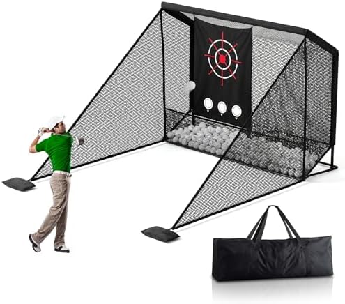 Golf Practice Net, 10x7ft Portable Golf Hitting Net with Target Cloth ...