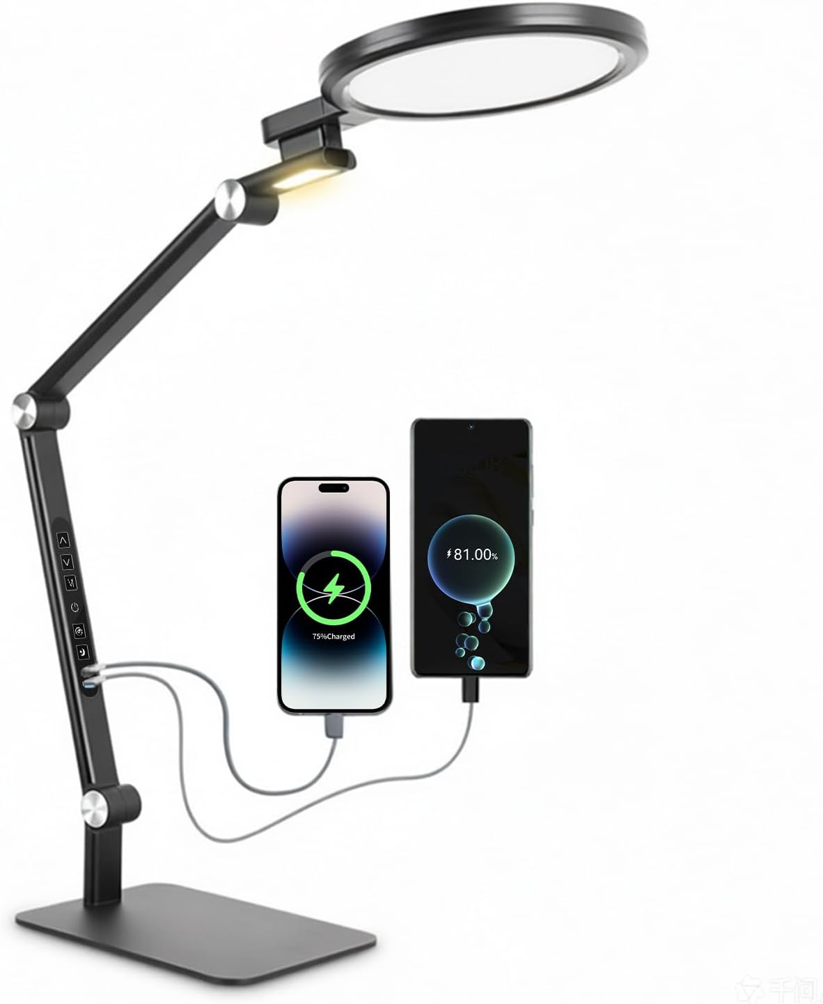 LED Desk Lamp for Home Office with Full Spectrums Eye Care, 5 Color Color 5 Brightness, 4-Axis Flexible Rotation, Dual Output Charging, Memory & Timer Func, Desk Lamps with Small Night Light