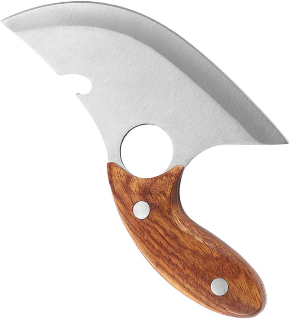 UKCOCO Stainless Steel Meat Cutter with Ergonomic Wooden Handle Non Slip Kitchen Knife for Carving Cutting and Butcher Tasks Multifunctional Kitchen Tool for Vegetables and Fruits