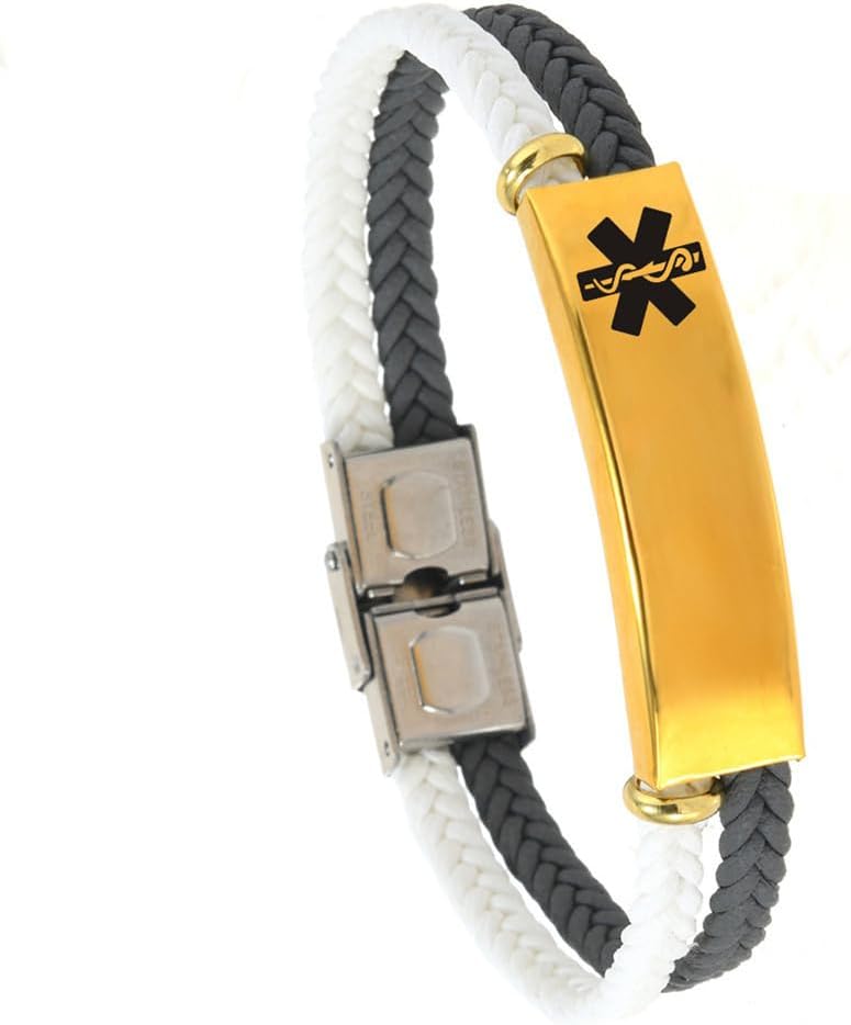 ZKXXJ 2 Packs Medical ID Bracelet for Men Women with Engraving,Custom Made Stainless Steel Handmade Leather Medical Alert Bracelet Personalized Identification Emergency ID Jewelry with Med Card