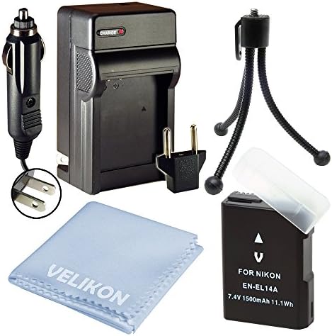 Battery and Charger Kit, for Nikon EN-EL14/EN-EL14A,Compatible with Nikon Coolpix P7000, P7100, P7700, P7800, D3100, D3200, D3300, D5100, D5200, D5300, D5500, DF,Digital SLR Camera
