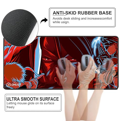 Image of Samurai Warrior Mouse Pad 11x23 Inch 2mm Extended Gaming Desk Mat with Anti-Slip Rubber Base Mousepad for Smooth Surface Desk pad for PC & Laptop Use Waterproof & Stiched (Multicolour) Deskpad