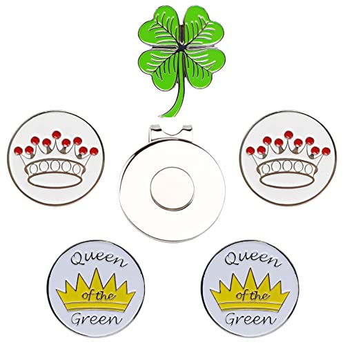 Golf Ball Markers And Magnetic Golf Hat Clip Us Flag Eagle Club Various Patterns Men Women Golfer Gifts Golf Sports Court Bag Accssories Lot (Clover Crown Queen) #TOP7