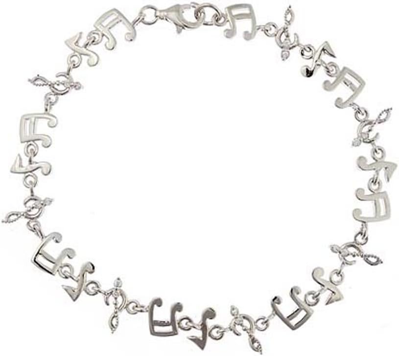 Sterling Silver 925 Musical Notes Womens Bracelet 7.5" - The Royal Gift