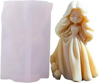 Princess Silicone Mold, Sweety Girl Candle Mold for Soap Soy Wax DIY Handcraft,Long Hair Girl Resin Mold for Bridesmaid Gift Wedding Party Home Dinner Festive Days Car Decoration (B)