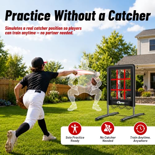 Image of 9 Hole Pitching Net with Strike Zone, Baseball Softball Pitching Target for Accuracy Training