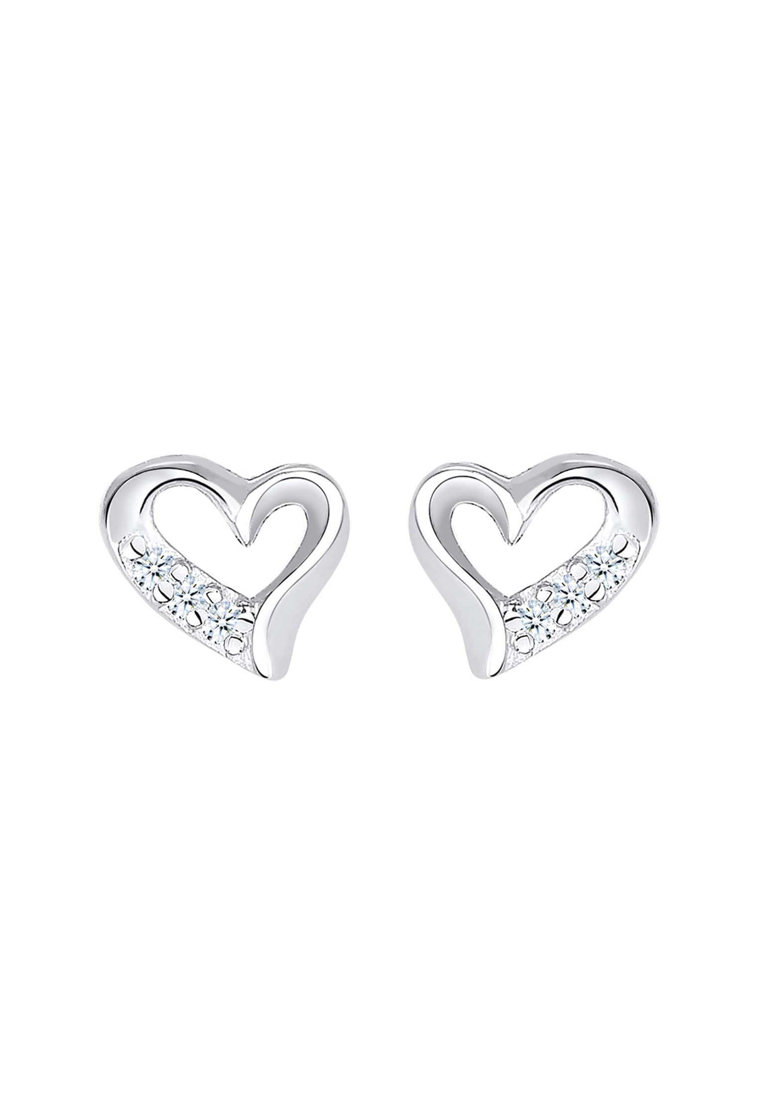 Elli DIAMONDS Ohrringe Damen Herz Ohrstecker Liebe mit Diamant (0.03 ct) in 925 Sterling Silber