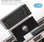 Womier 75% Mechanical Keyboard Wireless with Wood Natural WD75 V2 QMK/VIA | Gaming Creamy Keyboard 8000mAh Battery, Tri-Mode Key Board RGB Hot Swappable with PBT Keycaps-POM Linear Switch,Black