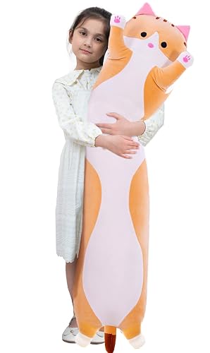 Kekeso Almohada Gigante de Gato de Peluche con Dibujos para el Cuerpo del Gatito, Juguete para NiñOs y Novias (110cm/43.30inch, Yellow)